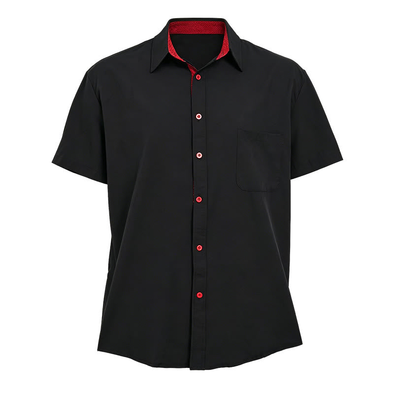 Men's Solid Short Sleeve Button Up Chest Pocket Shirt - image 4