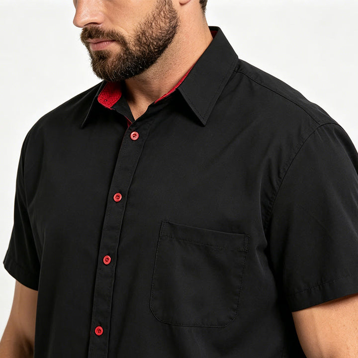 Men's Solid Short Sleeve Button Up Chest Pocket Shirt - image 3