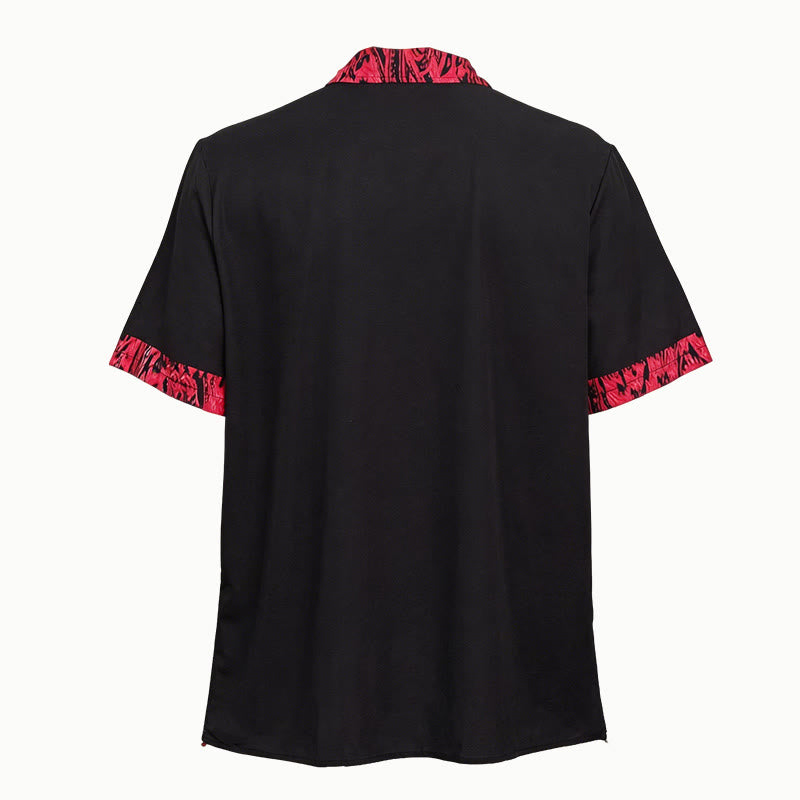 Men's Fashion Short Sleeve Contrast Cuff Collar Button Shirt - image 5