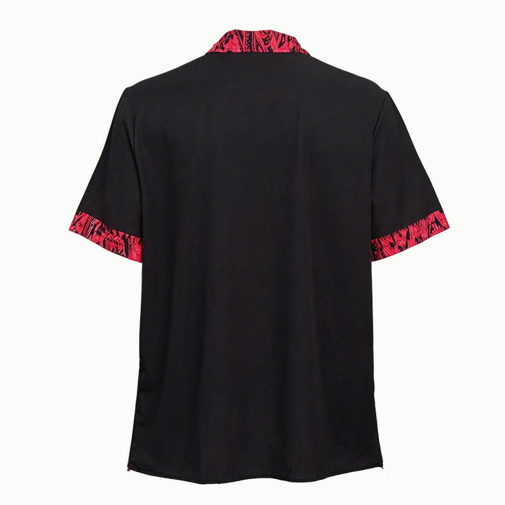 Men's Fashion Short Sleeve Contrast Cuff Collar Button Shirt - image 5