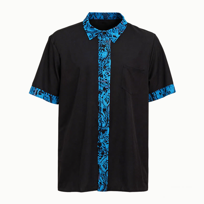 Men's Fashion Short Sleeve Contrast Cuff Collar Button Shirt - image 9