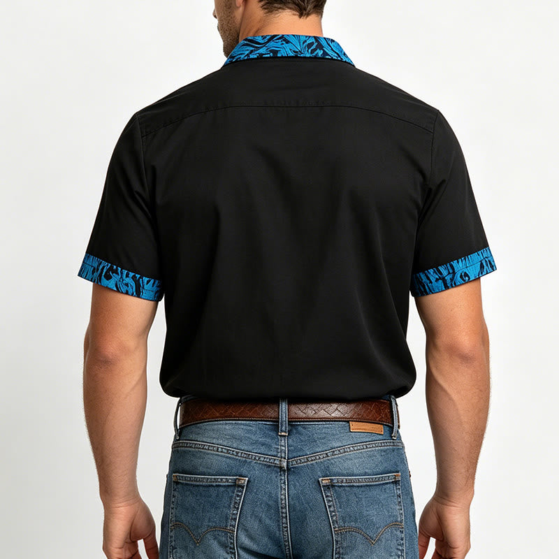 Men's Fashion Short Sleeve Contrast Cuff Collar Button Shirt - image 3