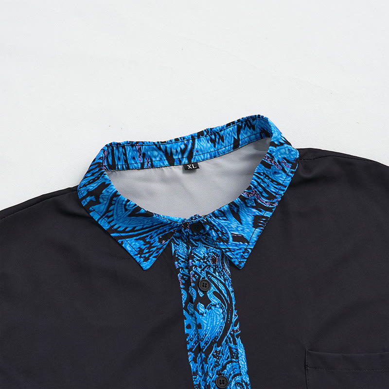 Men's Fashion Short Sleeve Contrast Cuff Collar Button Shirt - image 11