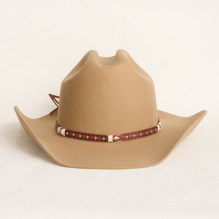 Stylish Rivet Studded Classic Camel Cowboy Hat - image 1