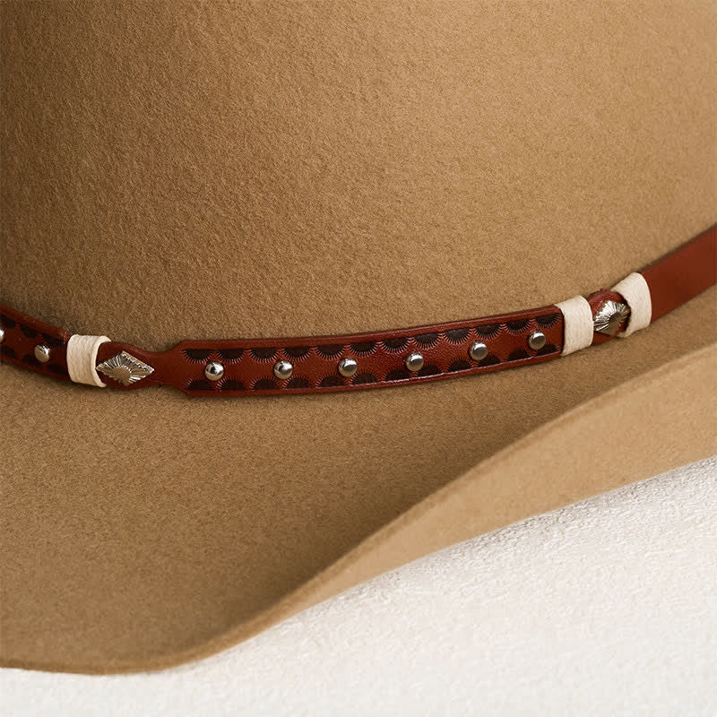 Stylish Rivet Studded Classic Camel Cowboy Hat - image 2