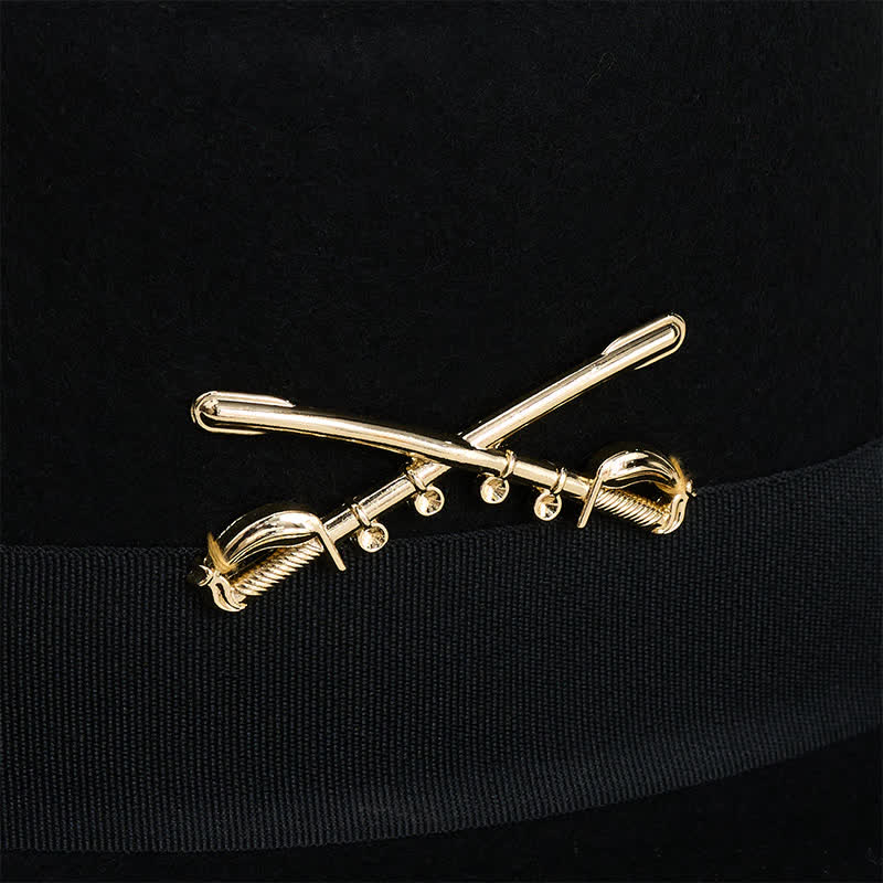 Golden Cavalry Decor Flat Top Wool Cowboy Hat - image 2