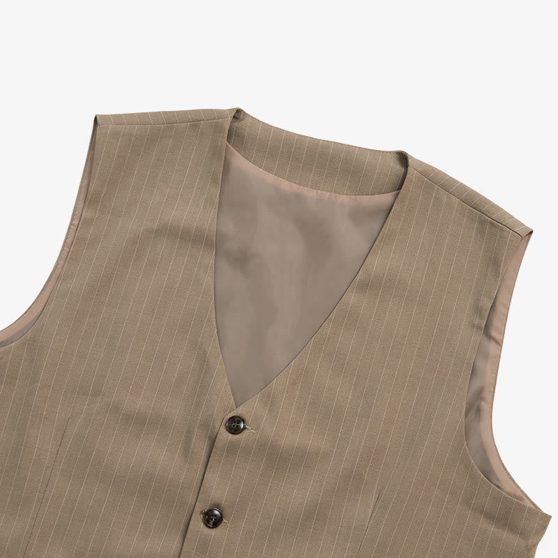 Men's Formal Business Pinstripe Multiple Pockets Suit Vest - image 11