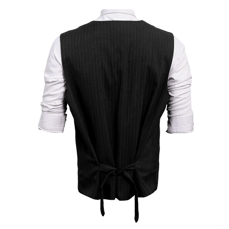 Men's Formal Business Pinstripe Multiple Pockets Suit Vest - image 7