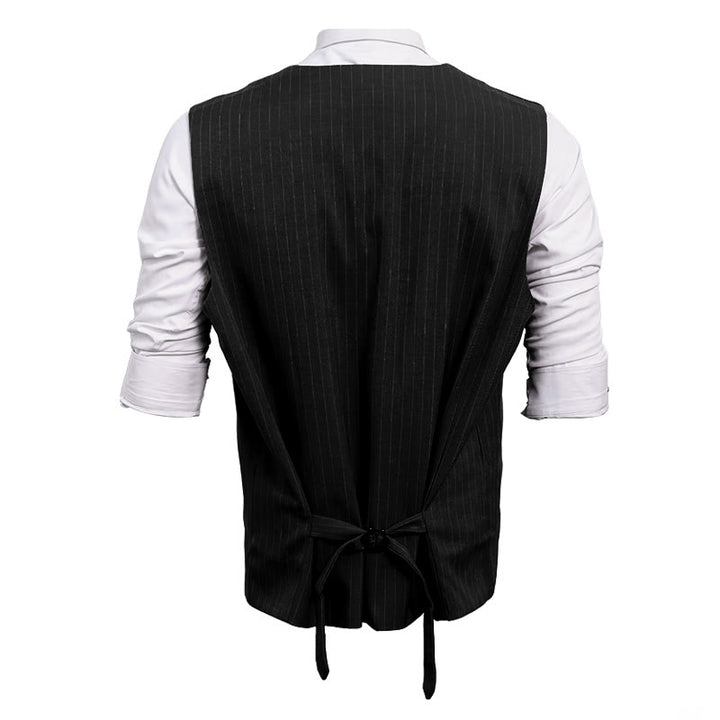 Men's Formal Business Pinstripe Multiple Pockets Suit Vest - image 7