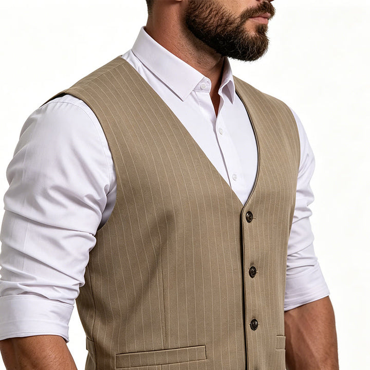 Men's Formal Business Pinstripe Multiple Pockets Suit Vest - image 2