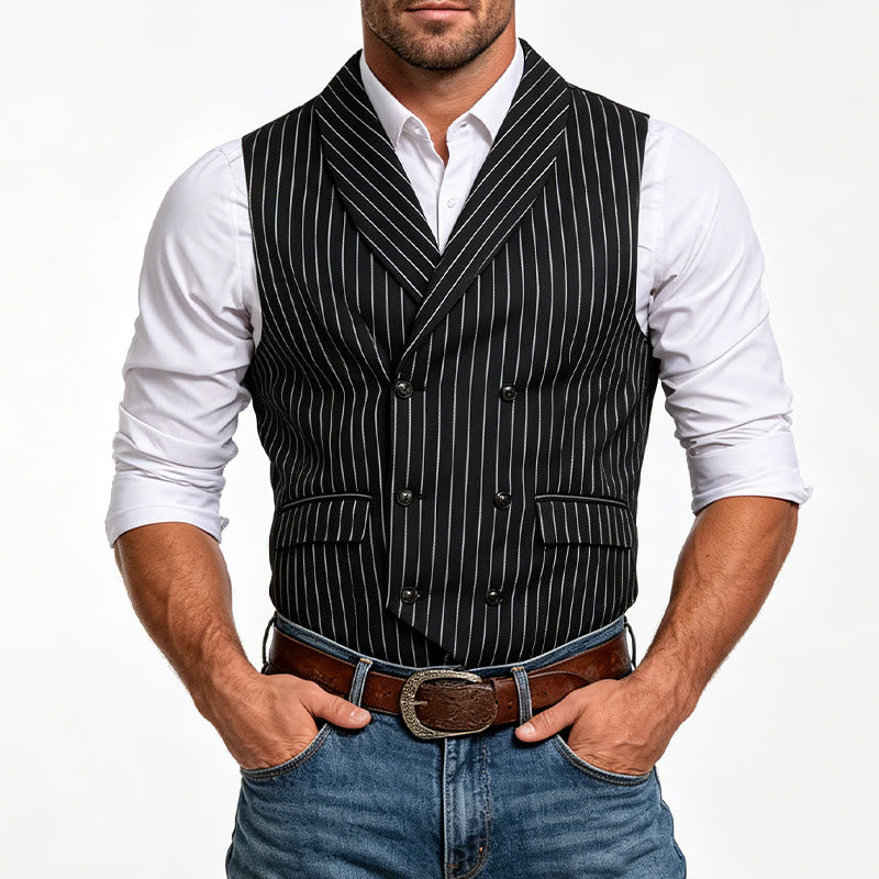 Men's Slim Fit Striped Formal Dress Waistcoat - image 1