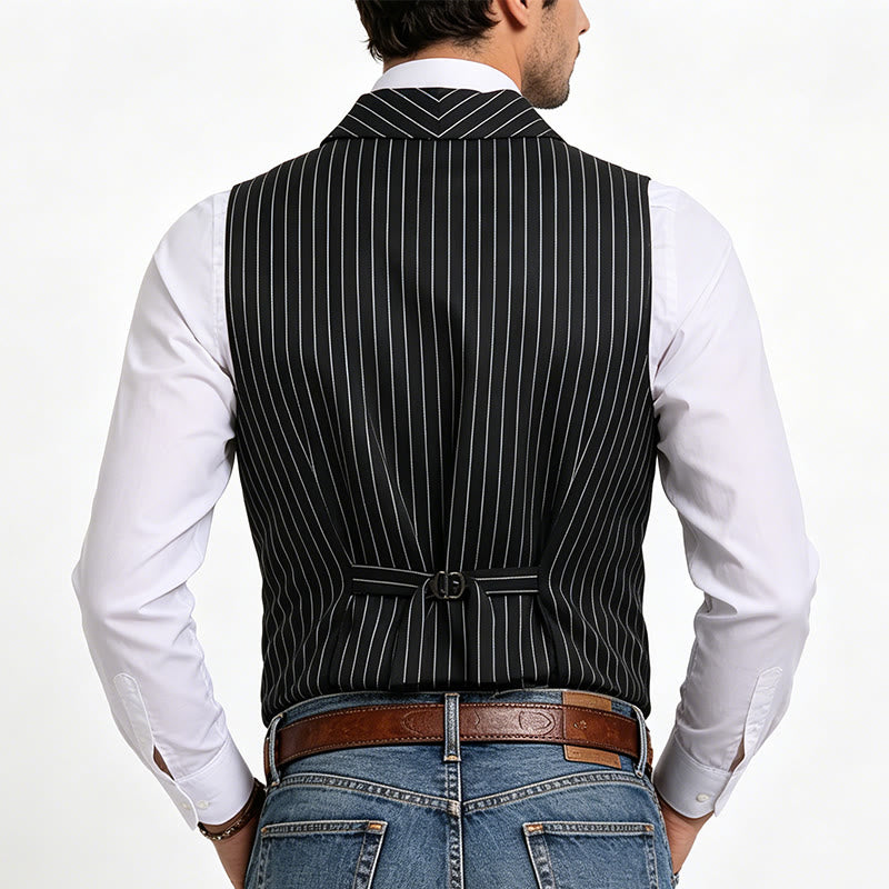 Men's Slim Fit Striped Formal Dress Waistcoat - image 3