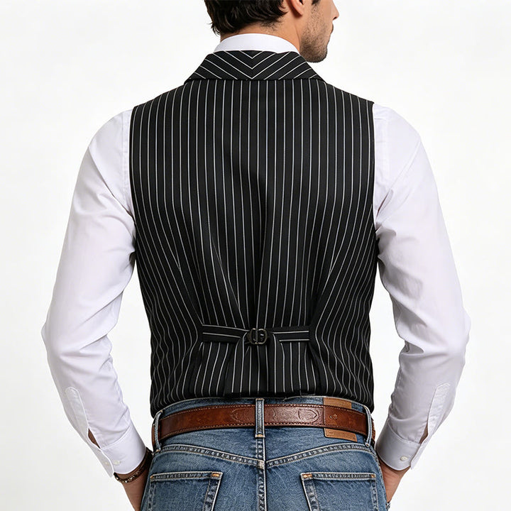 Men's Slim Fit Striped Formal Dress Waistcoat - image 3