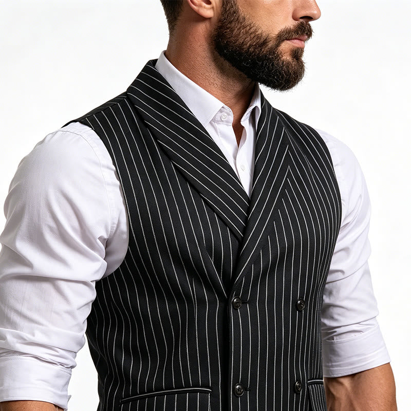 Men's Slim Fit Striped Formal Dress Waistcoat - image 2