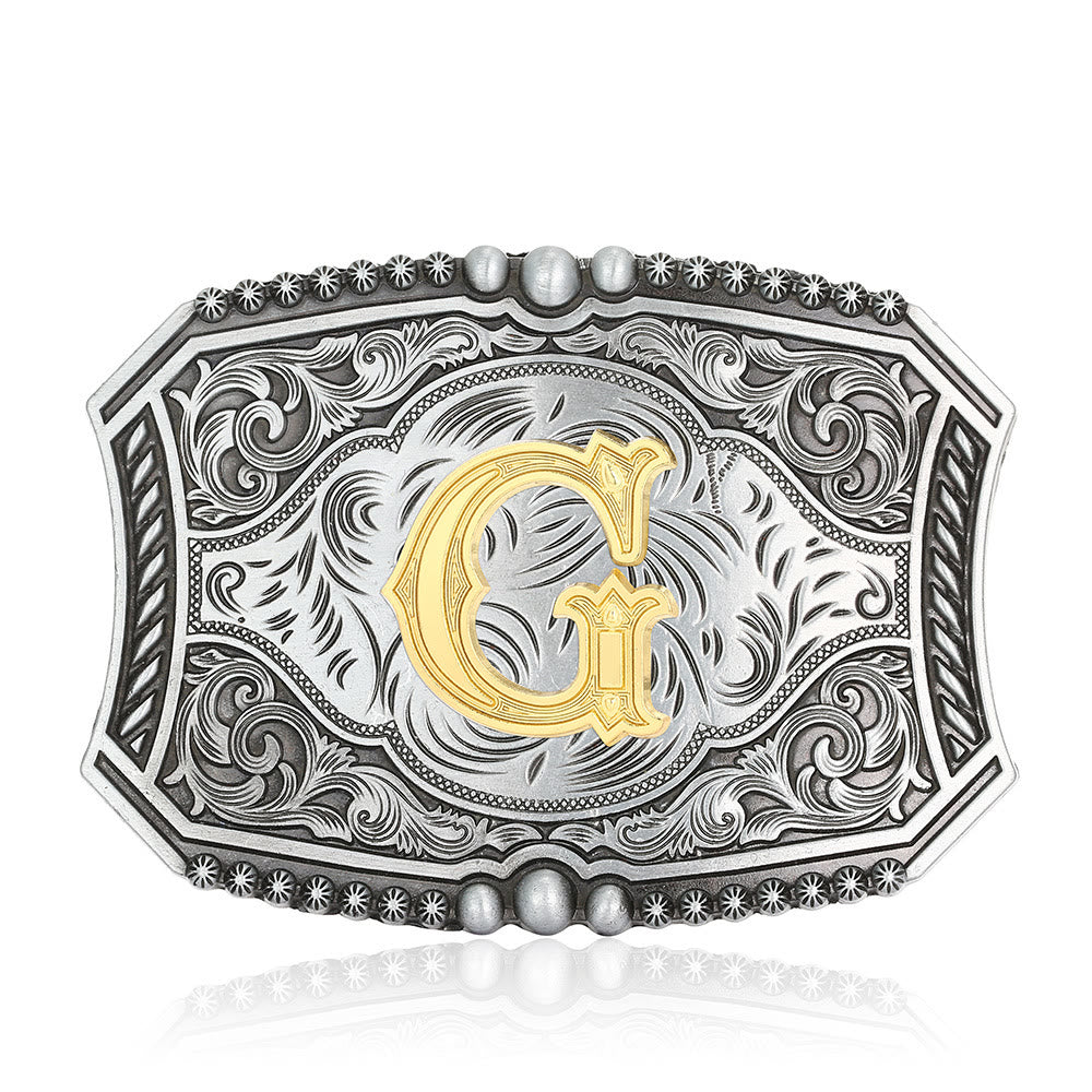 Vintage Initial Letter Square DIY Buckle Leather Belt - G - Without Belt - image 10