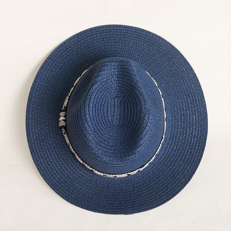 Women's Flat Top Straw Hat With Decorative Band Sun Hat - image 5