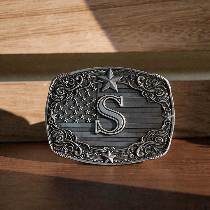 Western Star Flag Initial Letter DIY Buckle Leather Belt - S - Without Belt - image 22