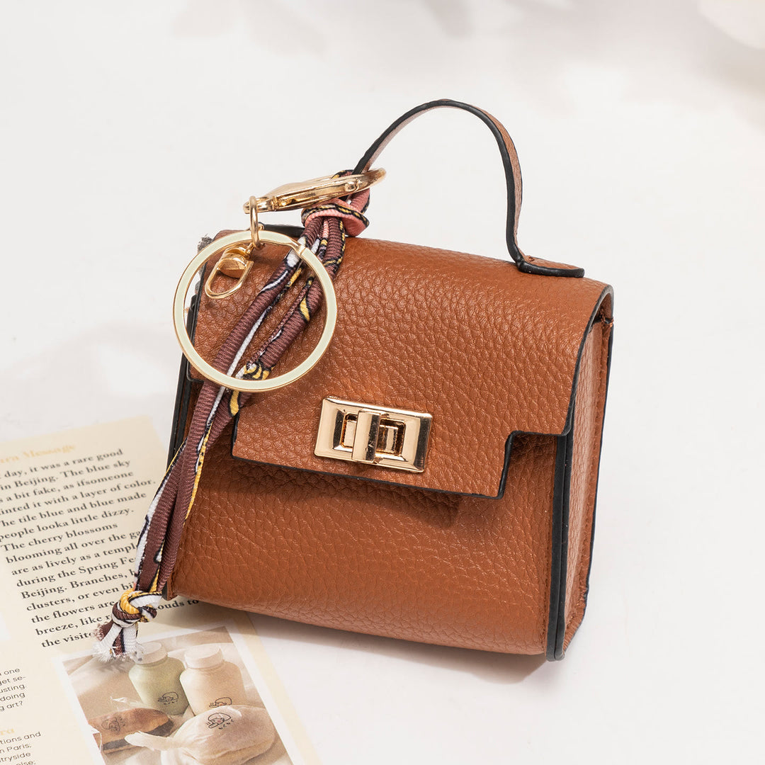 Creative Mini Handbag Style Purse Charm Keychain - Brown - image 12