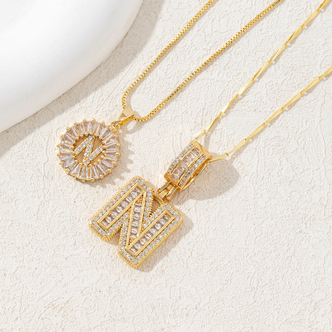 Gold Plated Full Iced Out Letter Pendant Necklace - Golden - N - image 16