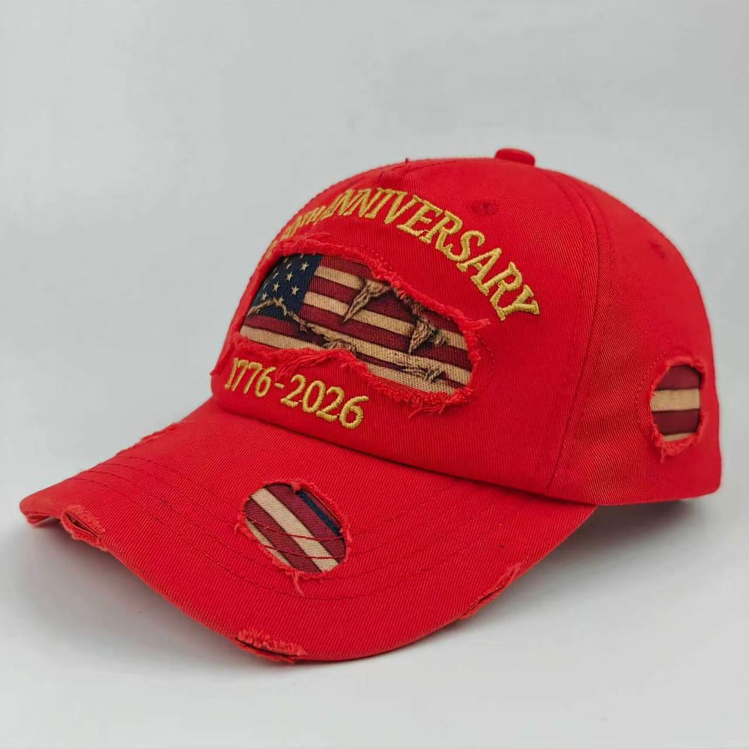 Vintage Washed Distressed Denim American Flag Baseball Cap - Red - Adjustable(22 7/8"-24 1/2") - image 8