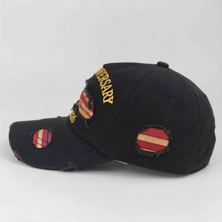 Vintage Washed Distressed Denim American Flag Baseball Cap - image 7