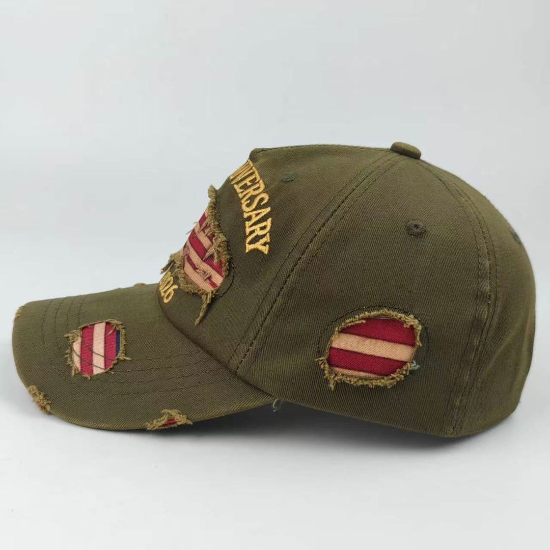 Vintage Washed Distressed Denim American Flag Baseball Cap - image 11
