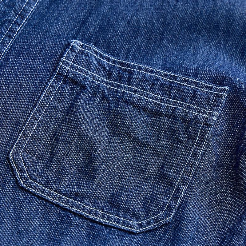 Men's Casual Daily Wear Cotton Short Sleeve Denim Shirt - image 4