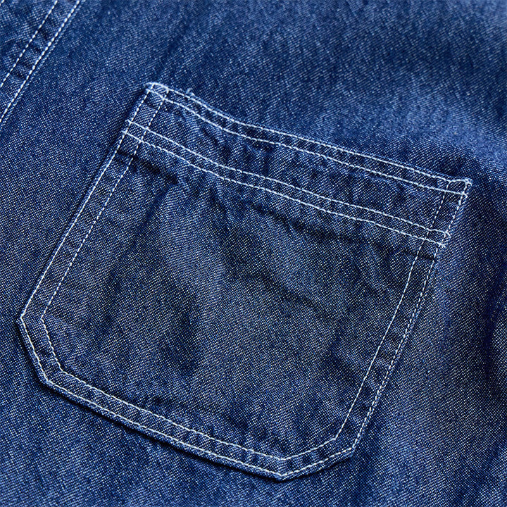 Men's Casual Daily Wear Cotton Short Sleeve Denim Shirt - image 4