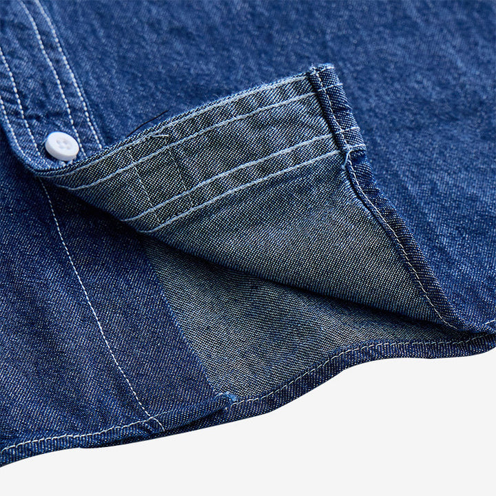 Men's Casual Daily Wear Cotton Short Sleeve Denim Shirt - image 6