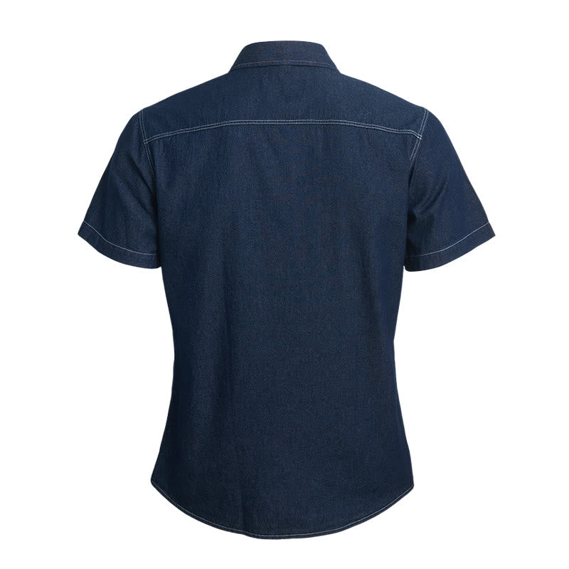Men's Casual Daily Wear Cotton Short Sleeve Denim Shirt - image 2