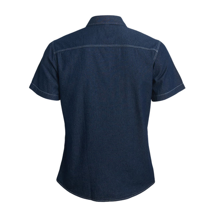 Men's Casual Daily Wear Cotton Short Sleeve Denim Shirt - image 2