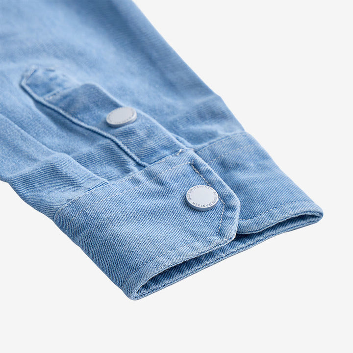 Men's Casual Loose Fit Long Sleeve Denim Button Up Shirt - image 7