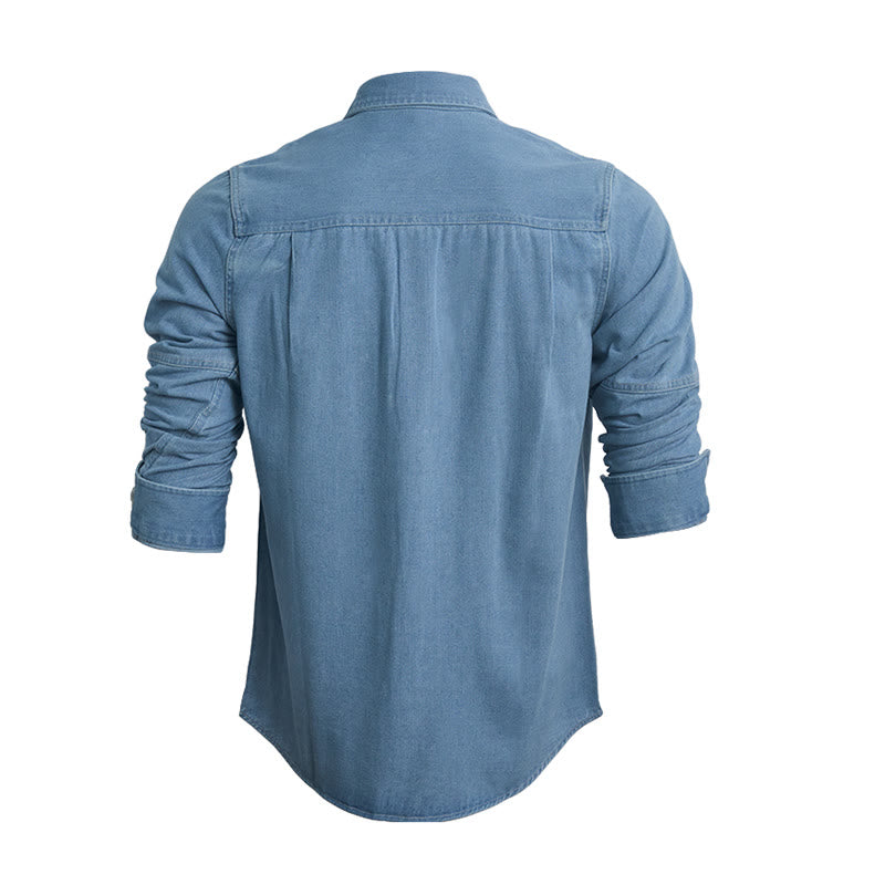 Men's Casual Loose Fit Long Sleeve Denim Button Up Shirt - image 2