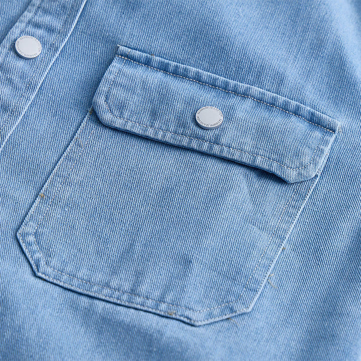 Men's Casual Loose Fit Long Sleeve Denim Button Up Shirt - image 4