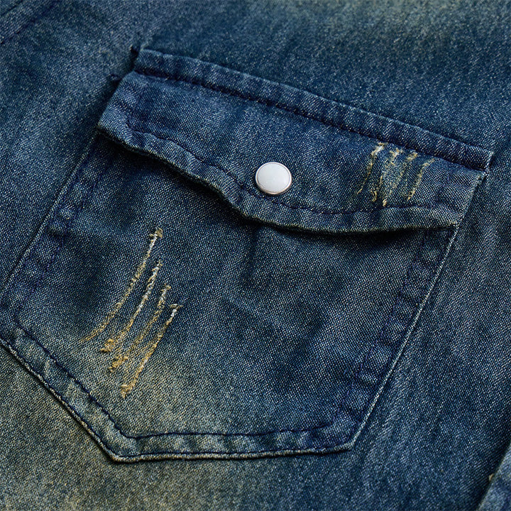 Men's Fashion Slim Fit Long Sleeve Denim Button Up Shirt - image 6
