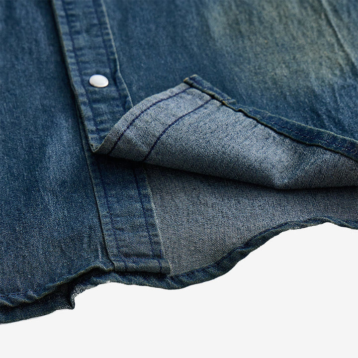 Men's Fashion Slim Fit Long Sleeve Denim Button Up Shirt - image 7