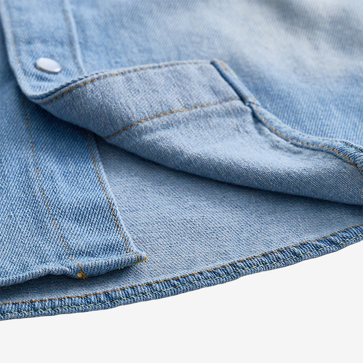 Men's Fashion Distressed Detail Long Sleeve Denim Shirt - image 6