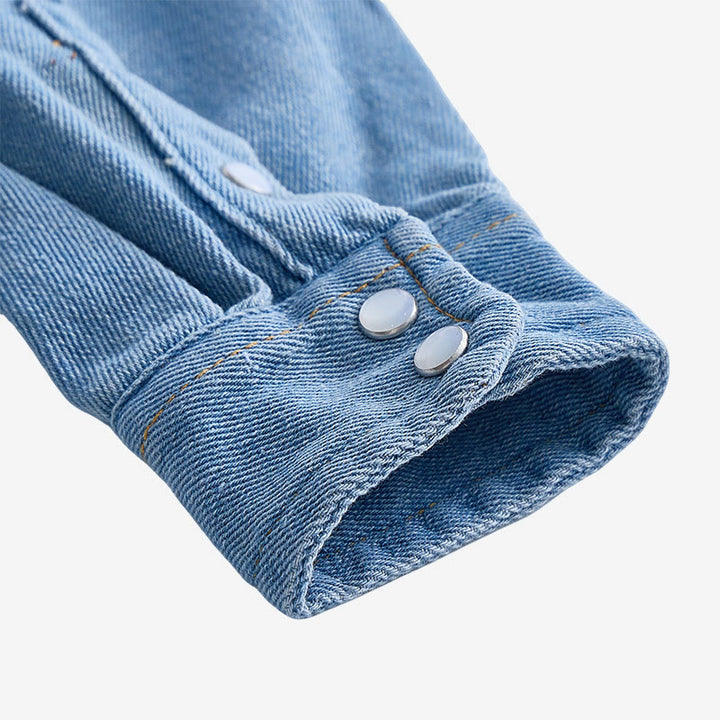 Men's Fashion Distressed Detail Long Sleeve Denim Shirt - image 7