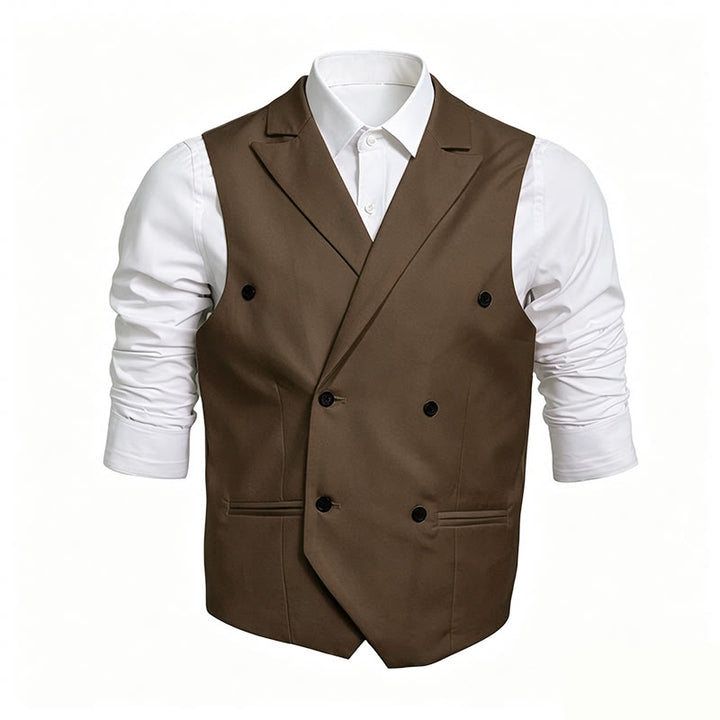 Men's Slim Fit Double Breasted Formal Dress Vest - Coffee - 6XL - image 5