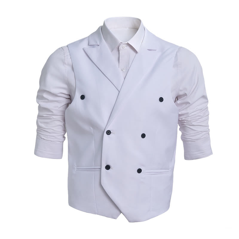 Men's Slim Fit Double Breasted Formal Dress Vest - White - 6XL - image 0