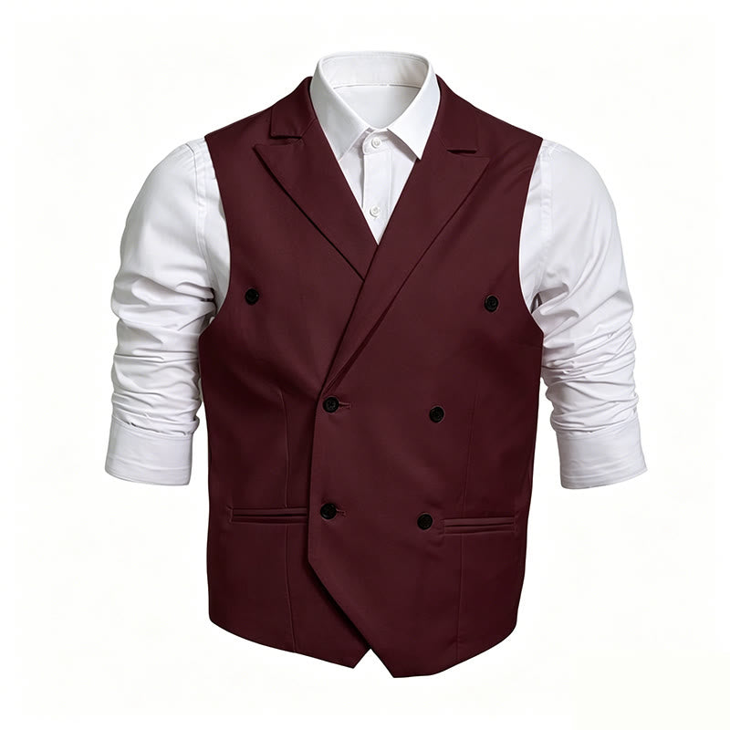 Men's Slim Fit Double Breasted Formal Dress Vest - Wine - 6XL - image 6