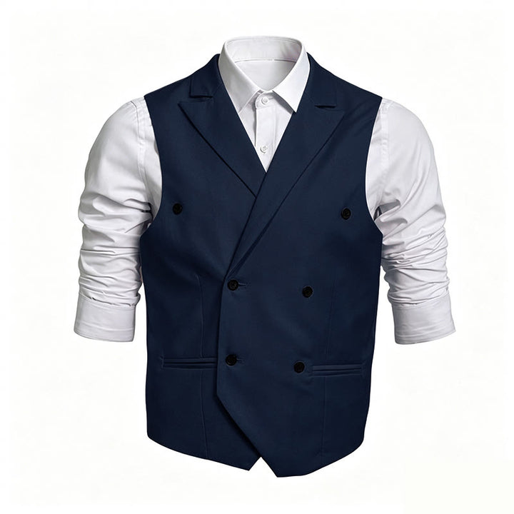 Men's Slim Fit Double Breasted Formal Dress Vest - Navy Blue - 6XL - image 4