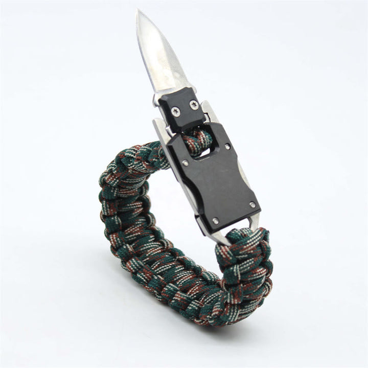 Multifunctional Hidden Knife Emergency Paracord Survival Bracelet - Forest Camouflage - image 3