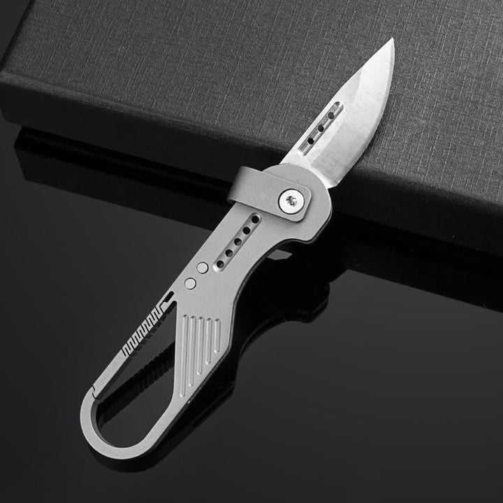 Titanium-Style Folding Knife EDC-Tool With Carabiner Clip - Silver - image 0