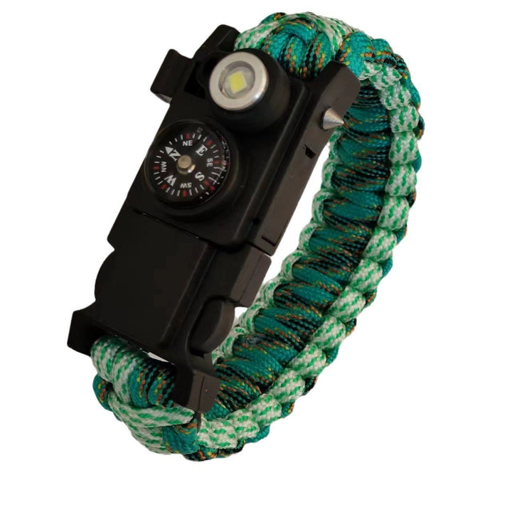 Lightweight LED Light Compass Emergency Survival Paracord Bracelet - Blue & Green Camouflage - image 8