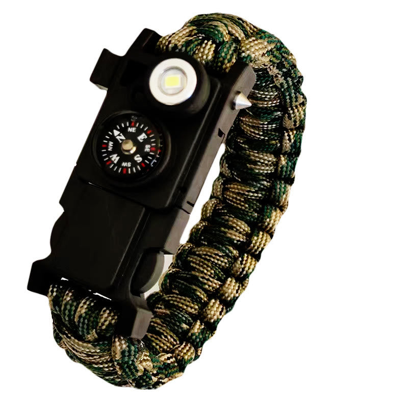Lightweight LED Light Compass Emergency Survival Paracord Bracelet - Forest Camouflage - image 2