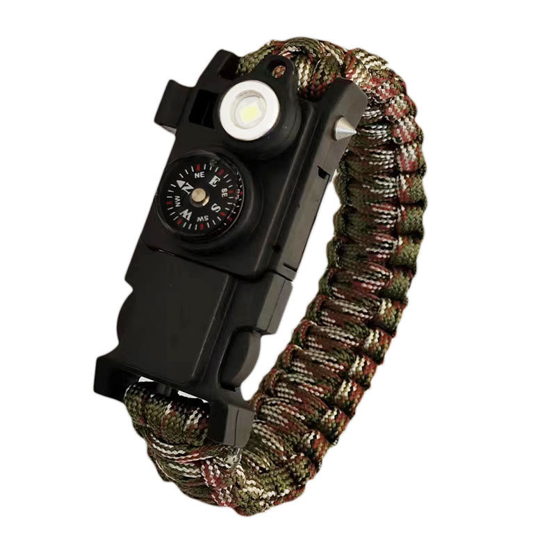 Lightweight LED Light Compass Emergency Survival Paracord Bracelet - Army Green Camouflage - image 0