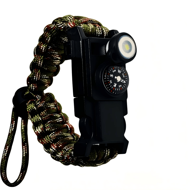 Lightweight LED Light Compass Emergency Survival Paracord Bracelet - Adjustable Army Green Camouflage - image 13