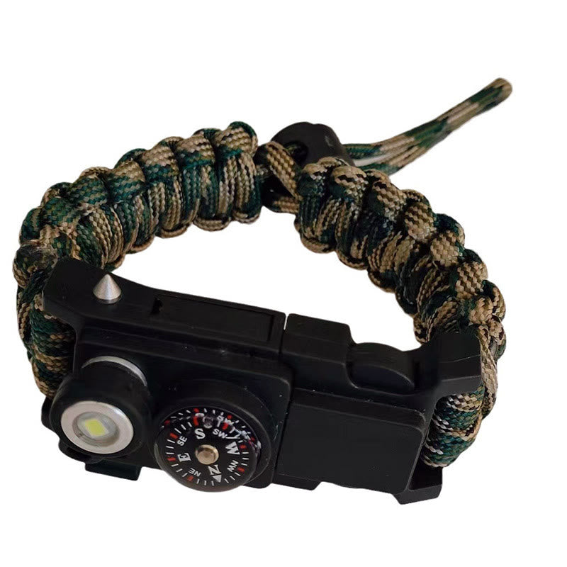 Lightweight LED Light Compass Emergency Survival Paracord Bracelet - Adjustable Forest Camouflage - image 15