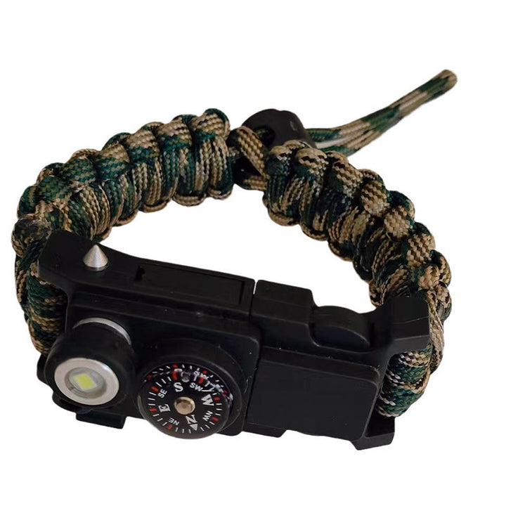 Lightweight LED Light Compass Emergency Survival Paracord Bracelet - Adjustable Forest Camouflage - image 15